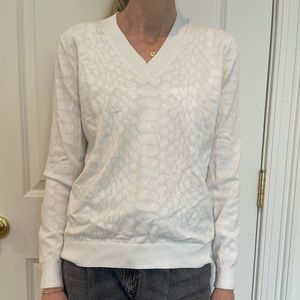 White long sleeve V neck. Size Large